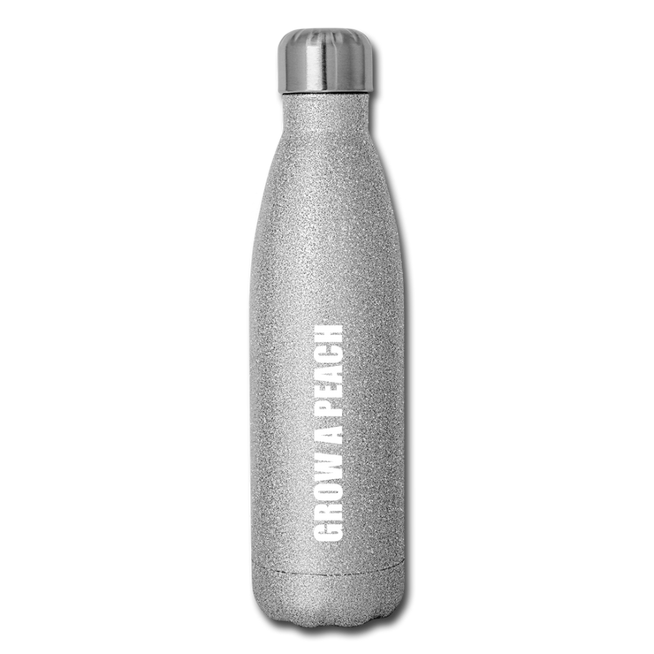 Grow A Peach Insulated Water Bottle - silver glitter