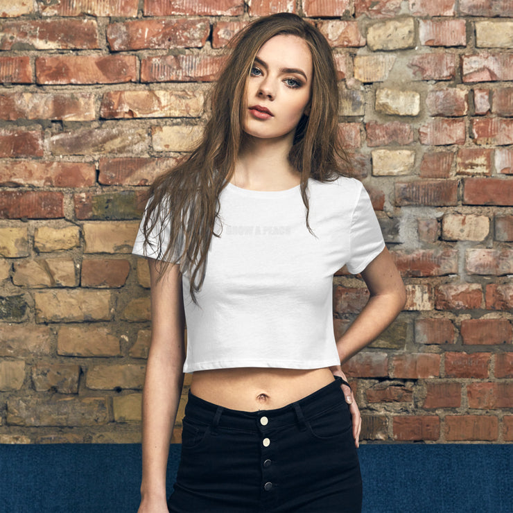 Grow A Peach Crop Top - White
